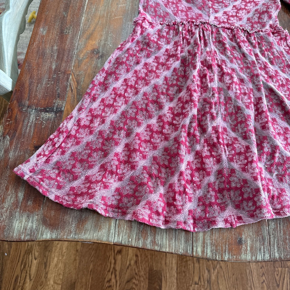 Free People Rose Damask Jacquard Babydoll Mini Dress size Small Gray Pink - Picture 4 of 12
